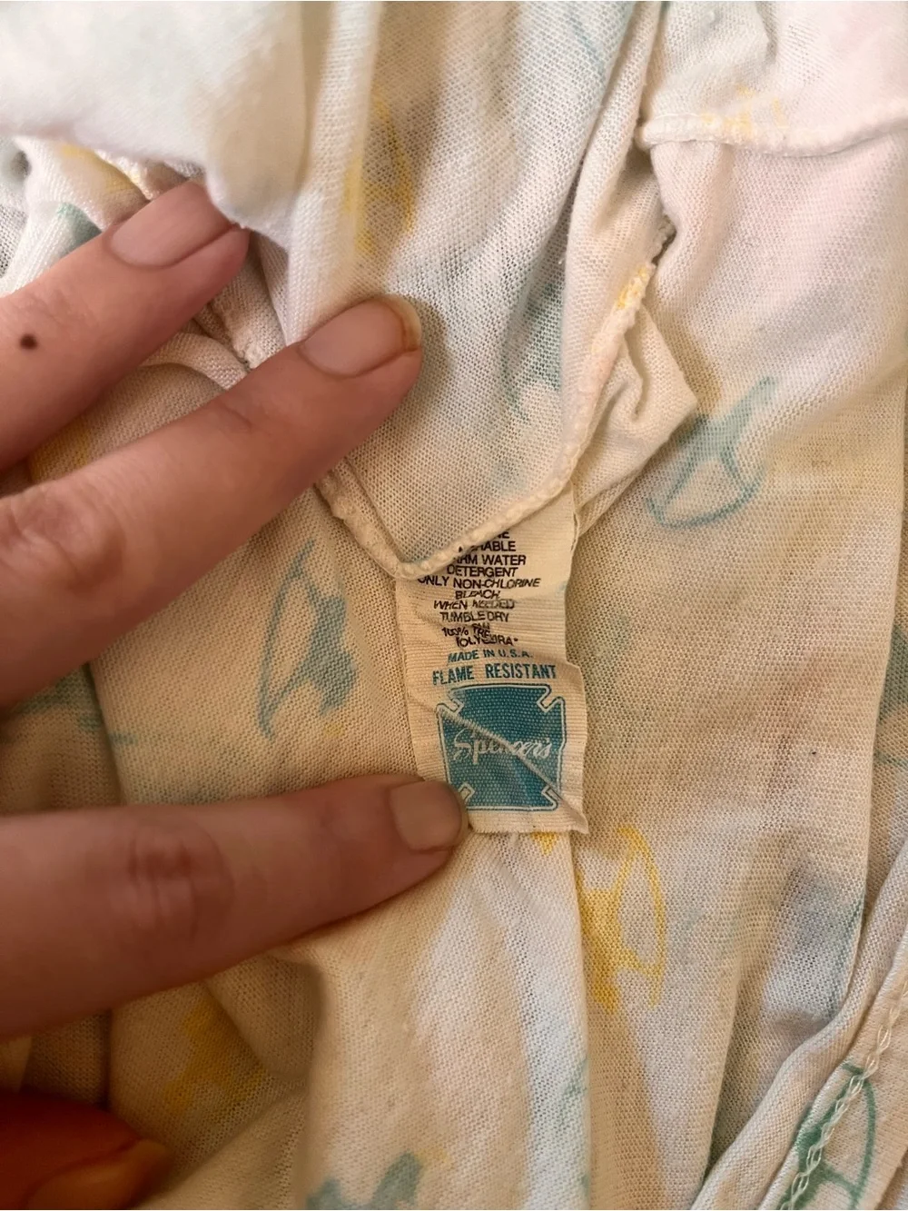 Baby Pajama Gown in Light Pink with Yellow & Blue Rocking Horse Print
